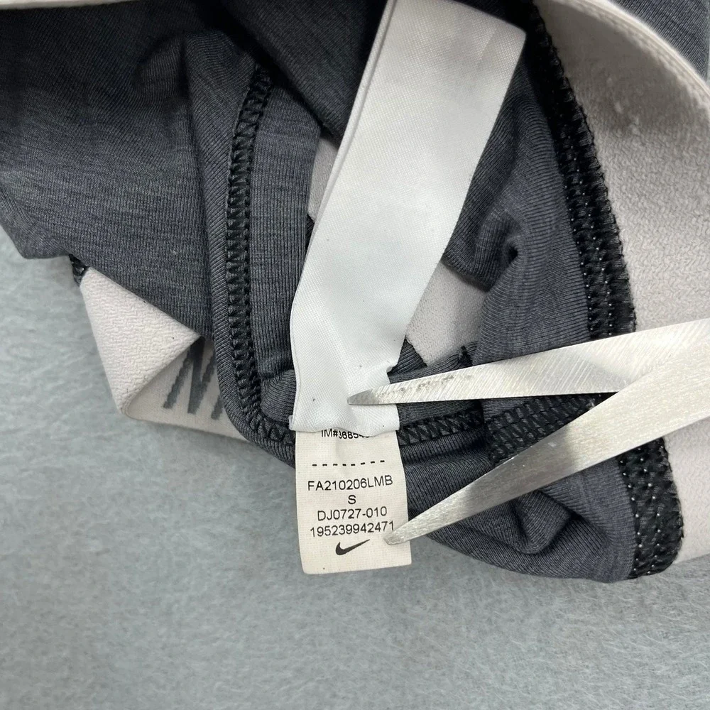 Nike Womens Racerback Sports‎ Bra Heather Charcoal Grey Logo Band Small
